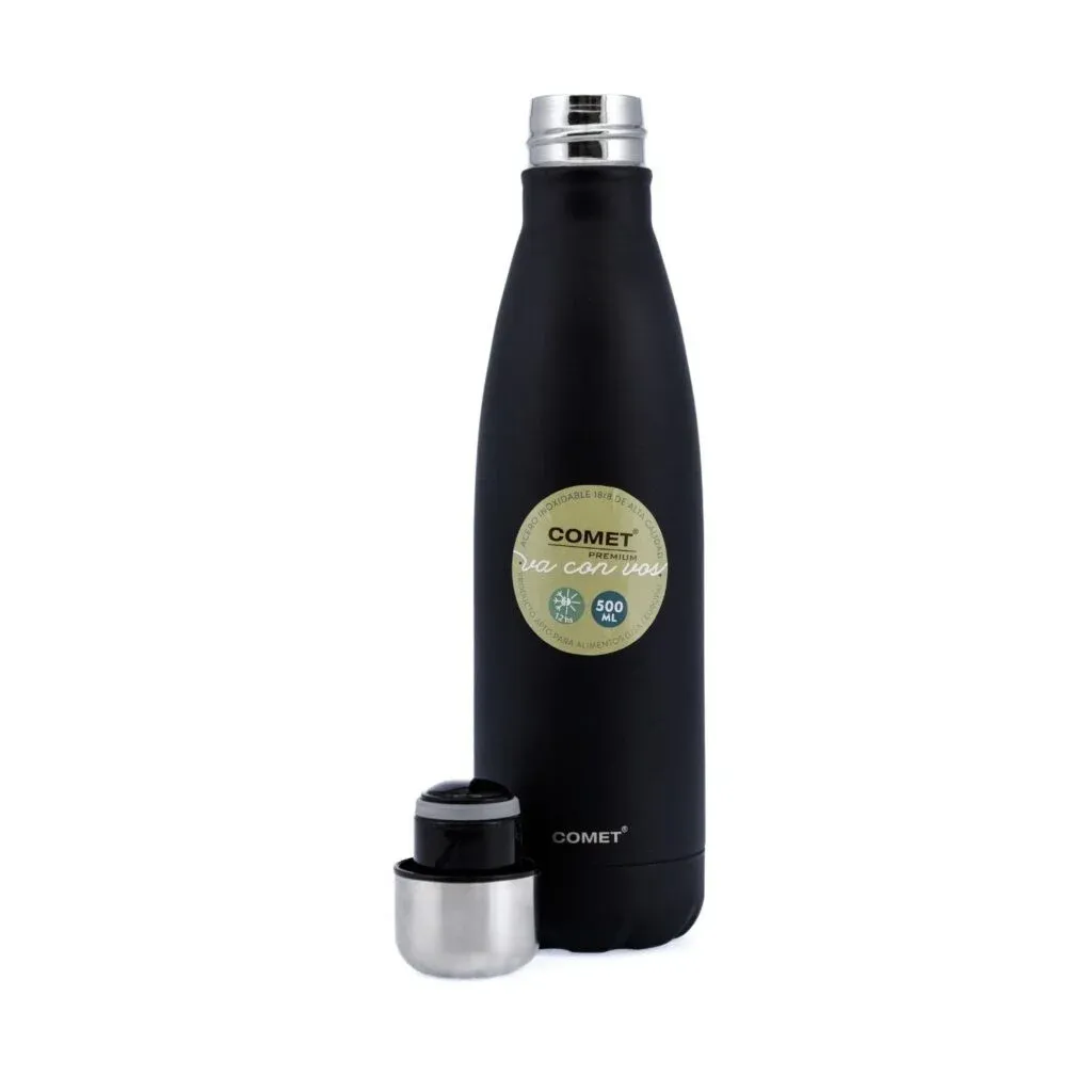 BOTELLA ACERO INOX  NEGRA MIAMI 500ML COMET