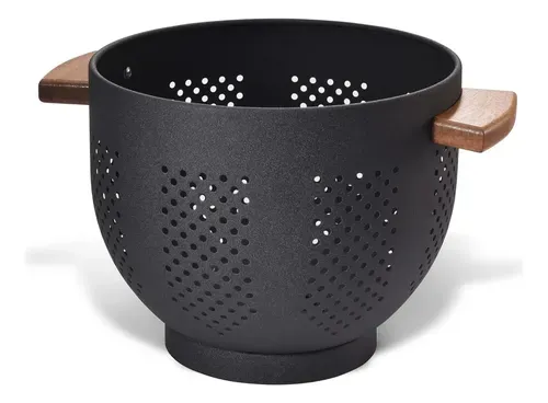 COLADOR DE PASTA NEGRO C/MANGO MADERA