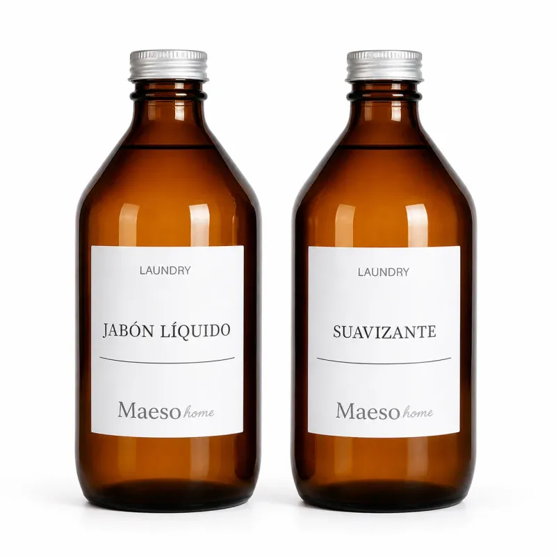 SET X 2 BOTELLAS VIDRIO 1LT SUAVIZANTE Y JABON