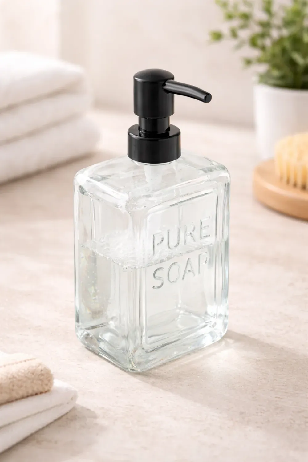 DISPENSADOR DE JABON VIDRIO TRANSPARENTE 450ML