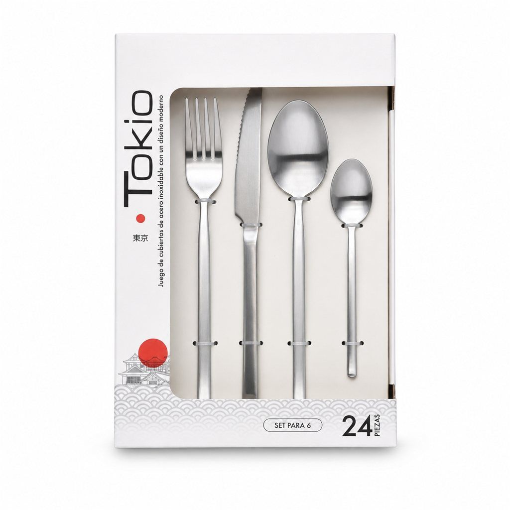 SET 24 PZAS CUBIERTOS TOKIO ACERO BRILLANTE