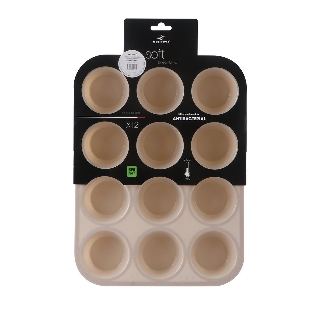 MOLDE MUFFIN X 12 SILICONA SELECTA BEIGE