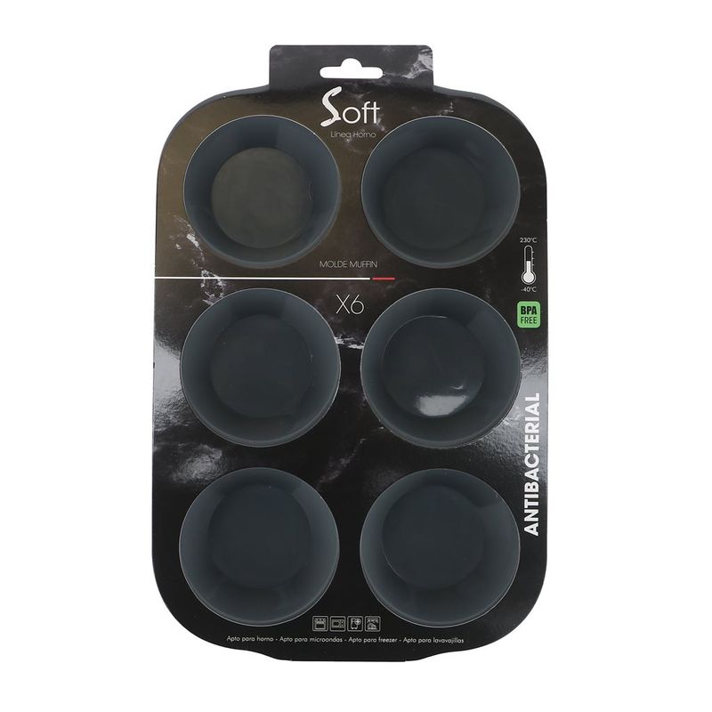 MOLDE MUFFIN X 6 SILICONA GRIS