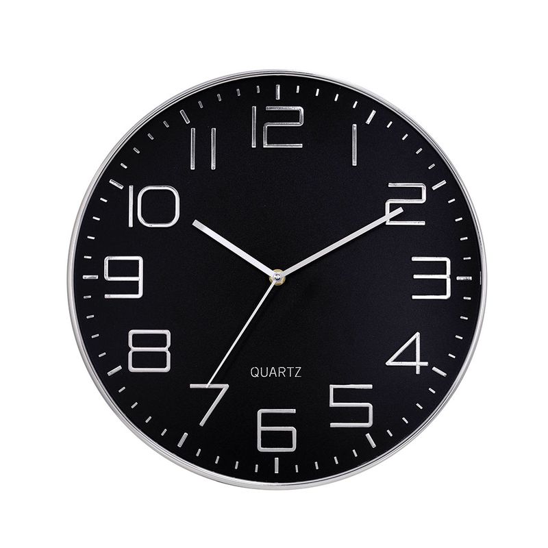 RELOJ  DE PARED PLATA/NEGRO 36CM    5892
