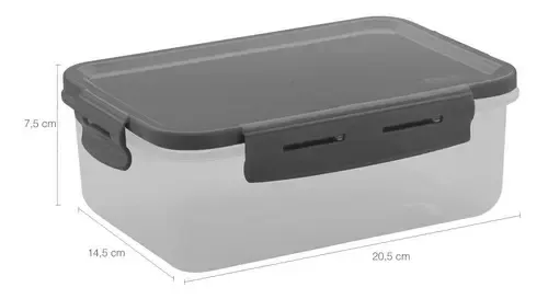 POTE RECTANGULAR CLIC 1280ML OU GRIS