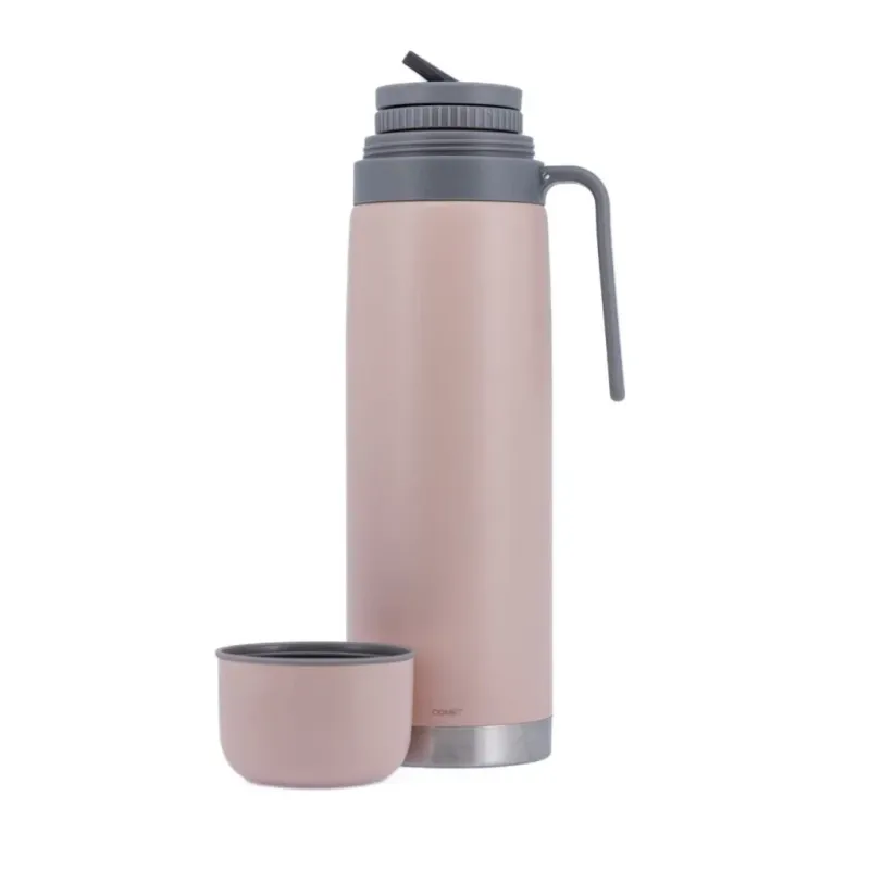 TERMO AC. INOX 1LT M/RIGIDA ROSA COMET DUBLIN