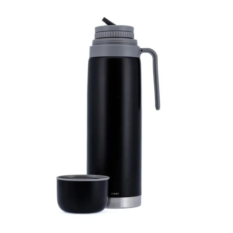 TERMO AC. INOX 1L M/RIGIDA NEGRO COMET DUBLIN
