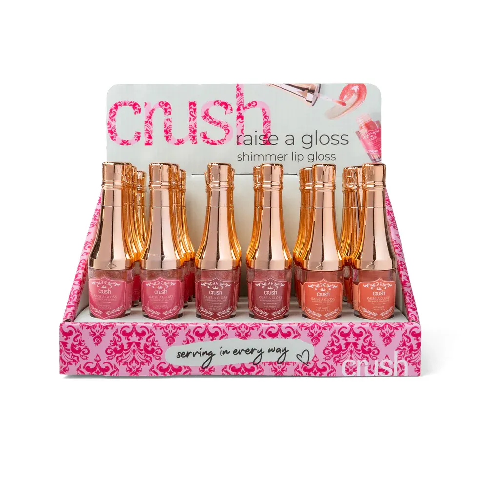 LUSTRE A LEVRE BRILLANT ''RAISE A GLOSS'' CRUSH - PRESENTOIR DE 24MCX