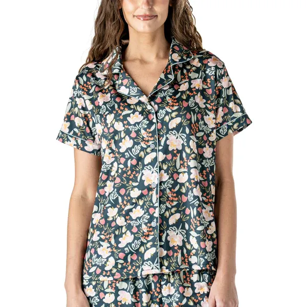 CHEMISE DE PYJAMA EN SATIN HELLO MELLO - XL/XXL - ''PETAL TO THE METAL''