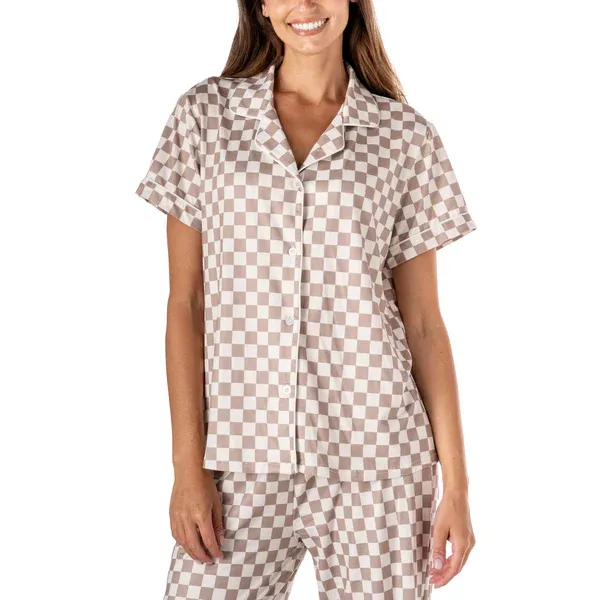 CHEMISE DE PYJAMA EN SATIN HELLO MELLO - M/L - CHEMISE DE PYJAMA EN SATIN HELLO MELLO - M/L - ''BREEZY DOES IT''