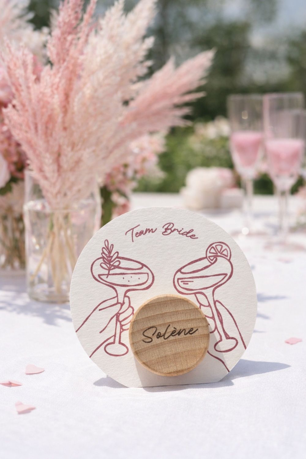 Bouchon de bouteille personnalisé EVJF en bois gravé – Souvenir team bride