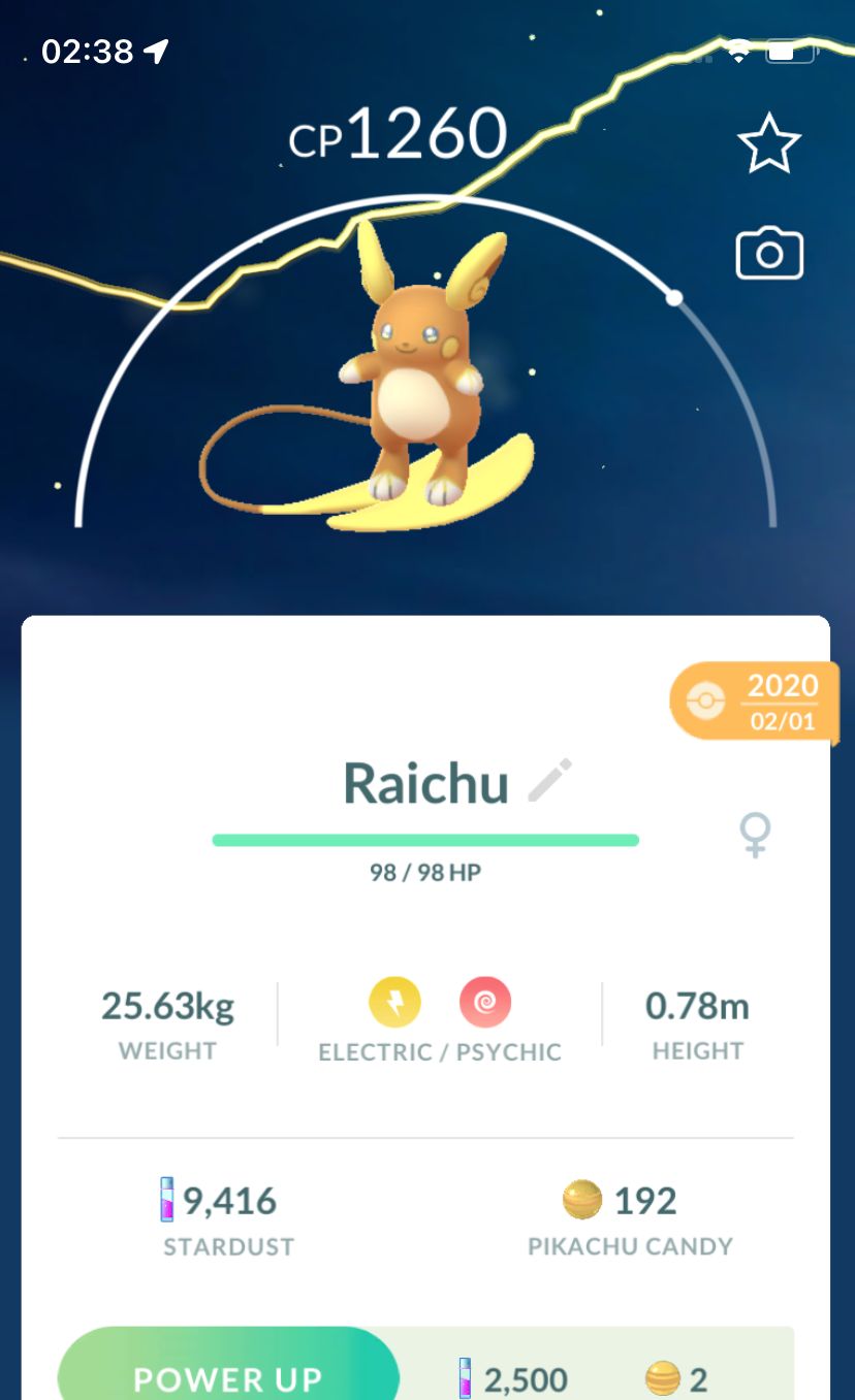 Alolan Raichu 2020 (Guaranteed Lucky) - Pokemon GO Trade
