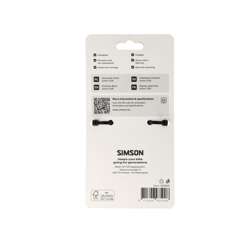 Simson Voetrusten 1118 – Asmontage