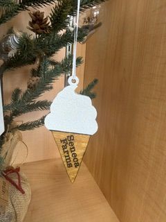 Wooden Seneca Farms Ice Cream Cone Ornament