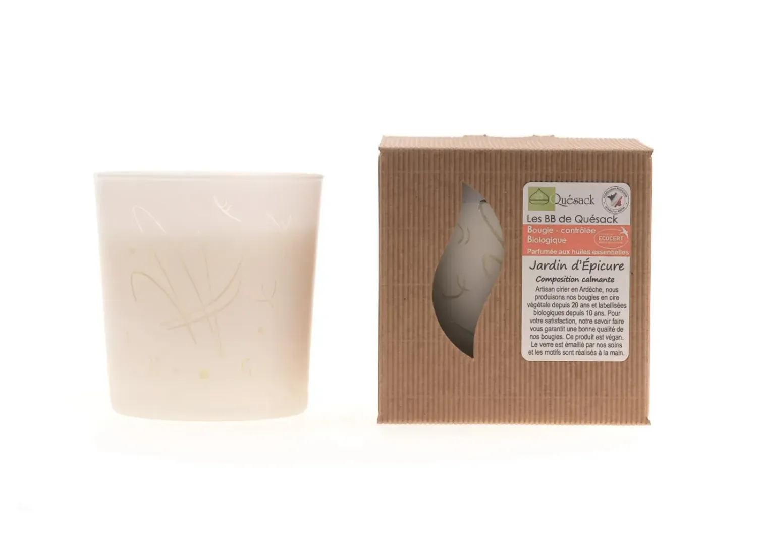 BOUGIE VEGETALE  COMPOSITION CALMANTE CONTROLEE BIOLOGIQUE