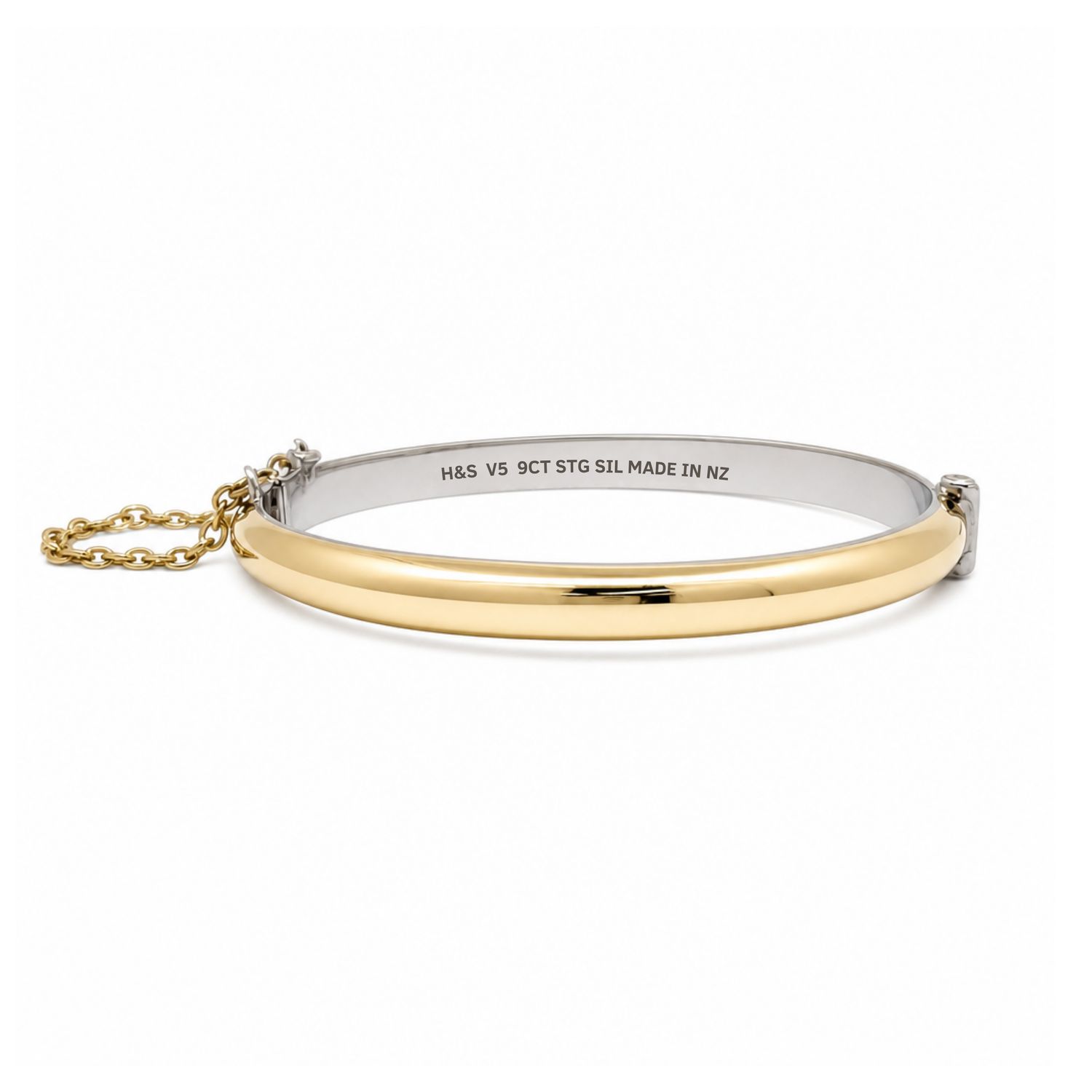 9ct Gold on Sterling Silver Childs Hinged Bangle