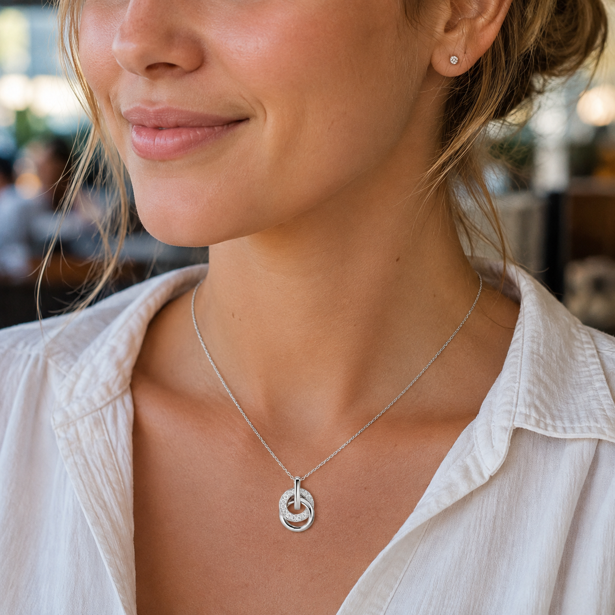 Sterling Silver LGD Interlocking Circles Necklace