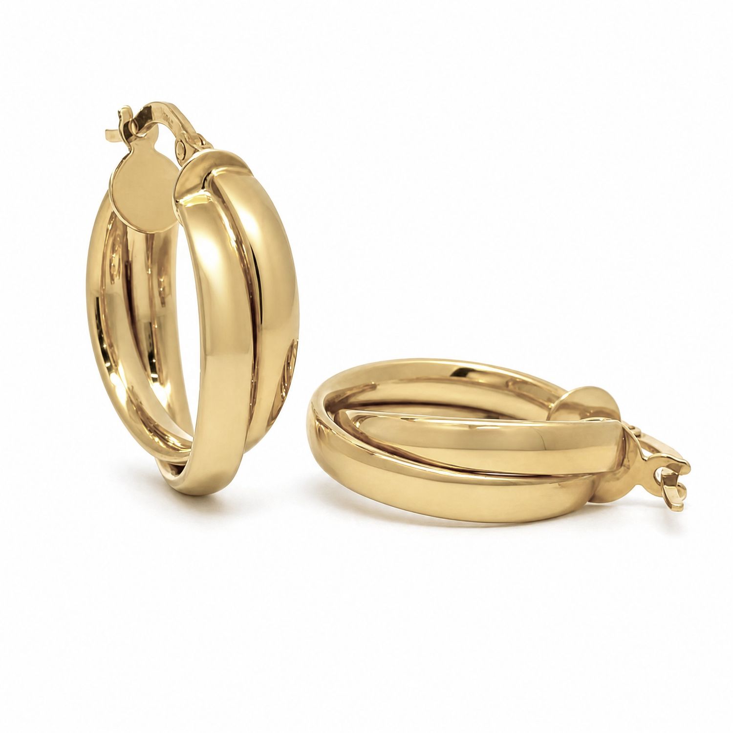 9ct Gold Cross Over Hoop Earrings