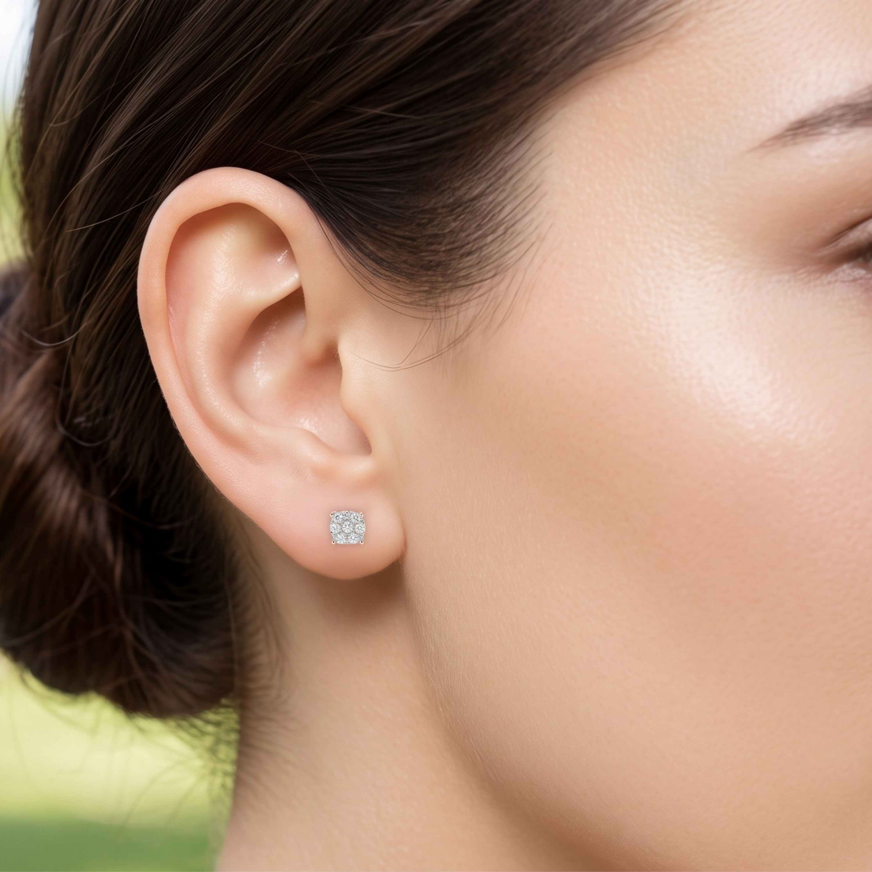 9ct Rose Gold Diamond Stud Earrings