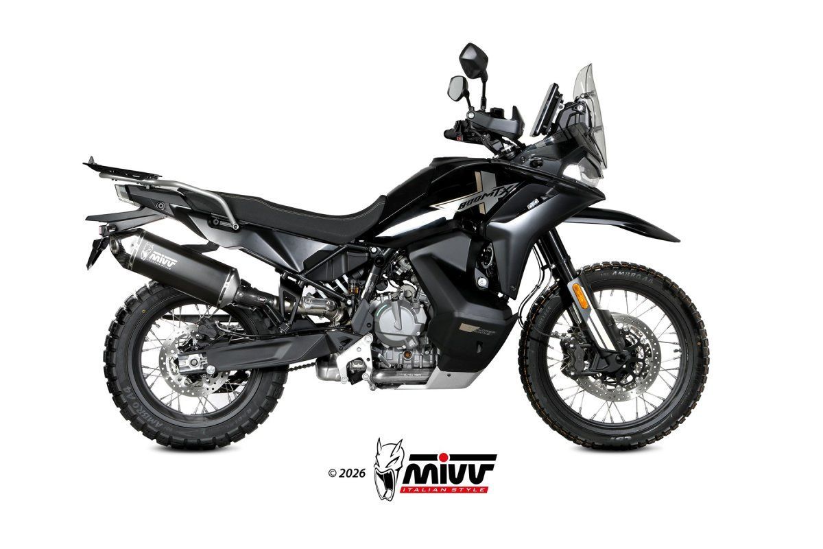 Escape homologado Mivv SPEED EDGE en Acero negro para CF MOTO 800 MT X 25-26 Escape homologado Mivv SPEED EDGE en Acero negro para CF MOTO 800 MT X 25-26