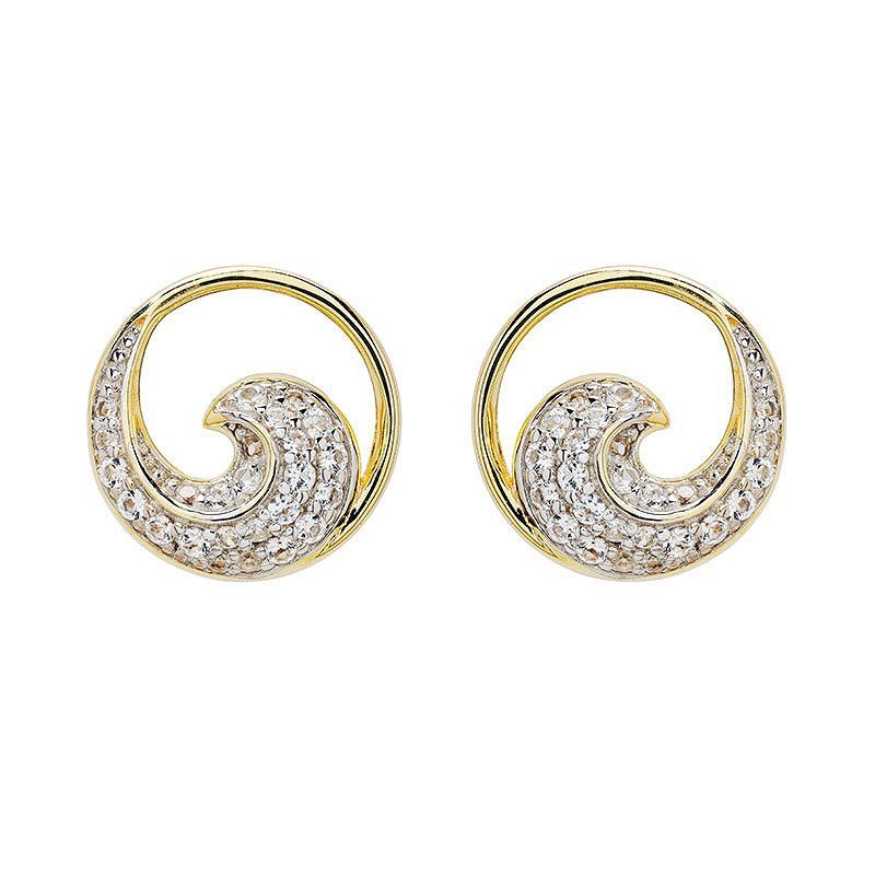 Vermeil White Sapphire Wave Earrings