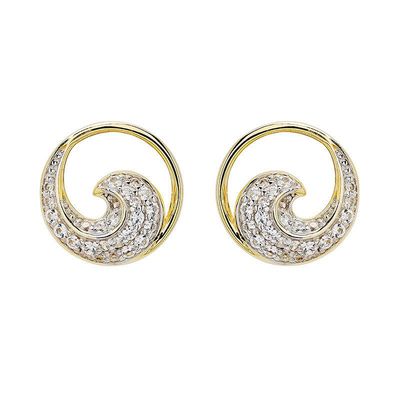 Vermeil White Sapphire Wave Earrings
