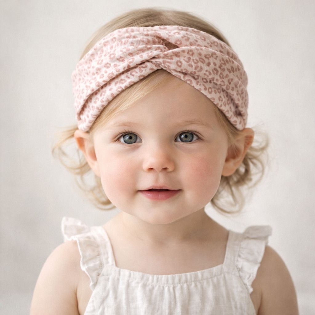 Stylisch schönes Musselin-Stirnband | Bandeau für Babys und Kleinkinder, LEO Print