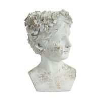 WHITE AND GOLD CERAMIC FEMALE BUST - SMALL
