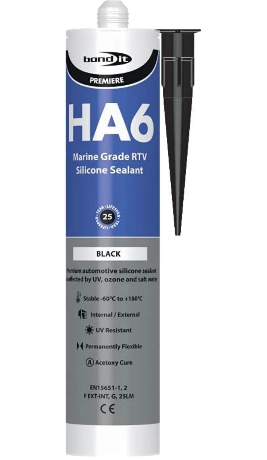 HA6 Aquarium Black Sealant HA6 BLACK MARINE AQUARIUM SEALANT