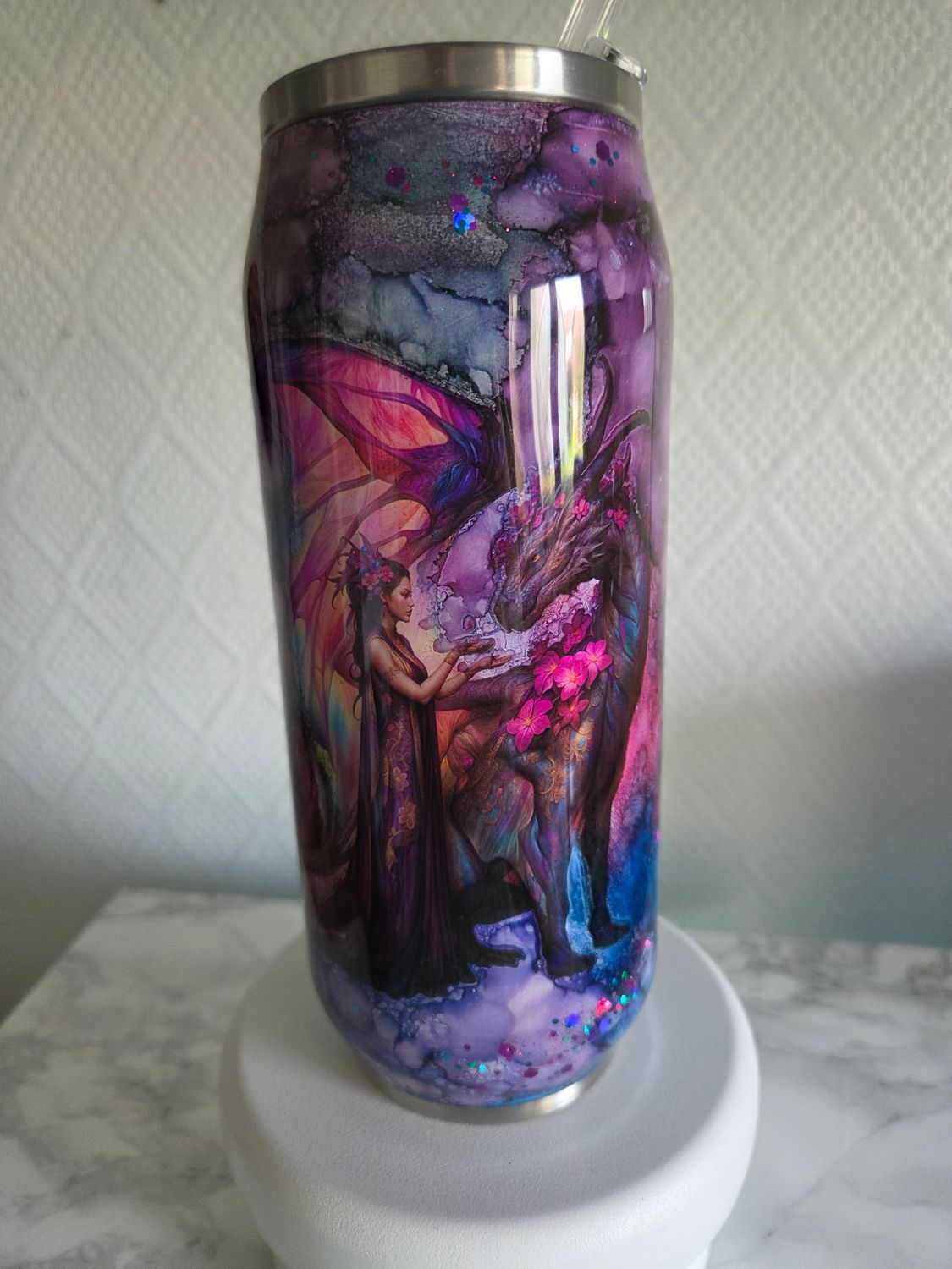 Canette Enchanteresse dragon violet rose 380ml