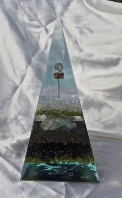 Peridot Tri-Coloured Fluorite Russian Orgone Energy Pyramid