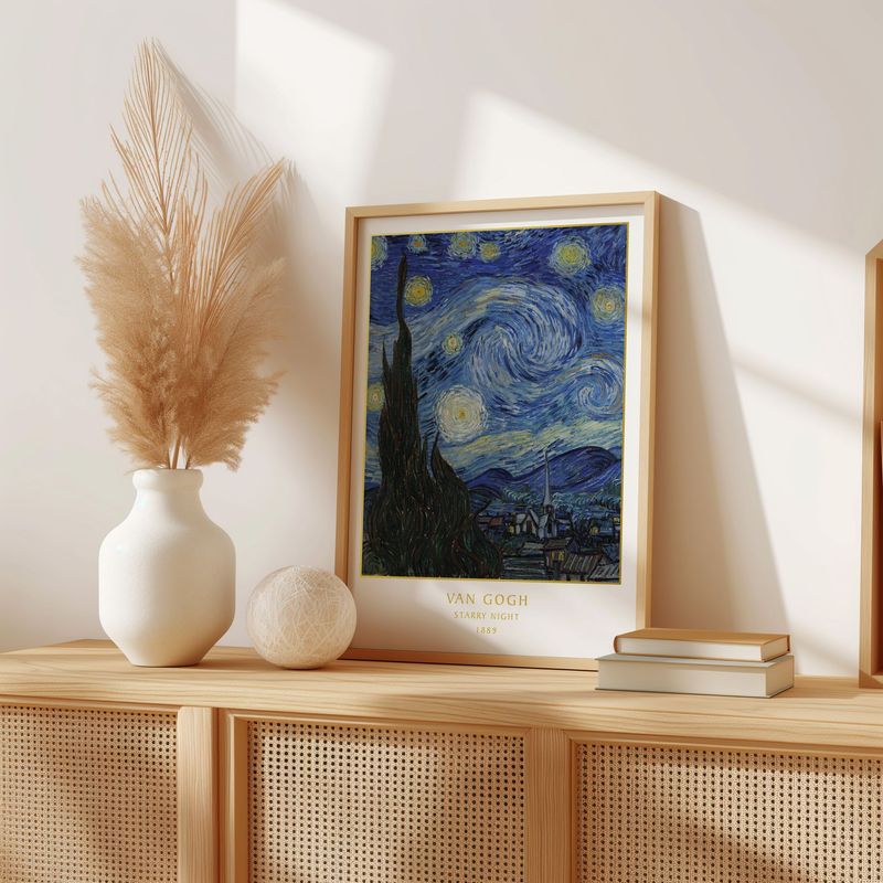 Van Gogh - Starry Night - Gold Foil Printed Wall Art Print