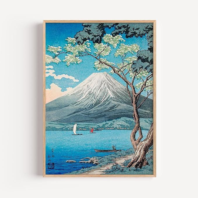 Mount Fuji Japanese Woodblock Art Print – Serene Lake Landscape by Utagawa Hiroshige | Vintage Ukiyo-e Wall Art