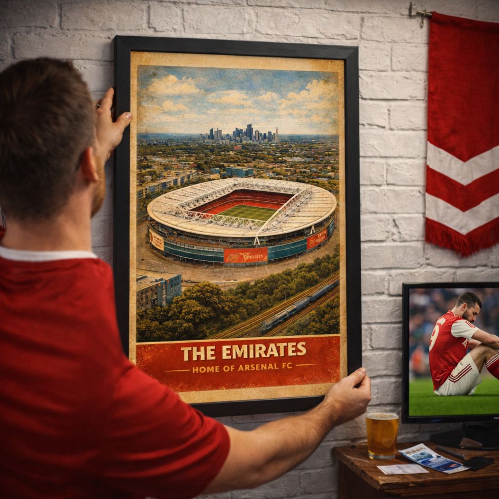 Arsenal Football Stadium Poster Print, Arsenal Inspired Wall Art, Vintage Retro Football Fan Gift Arsenal Football Stadium Poster Print, Arsenal Inspired Wall Art, Vintage Retro Football Fan Gift