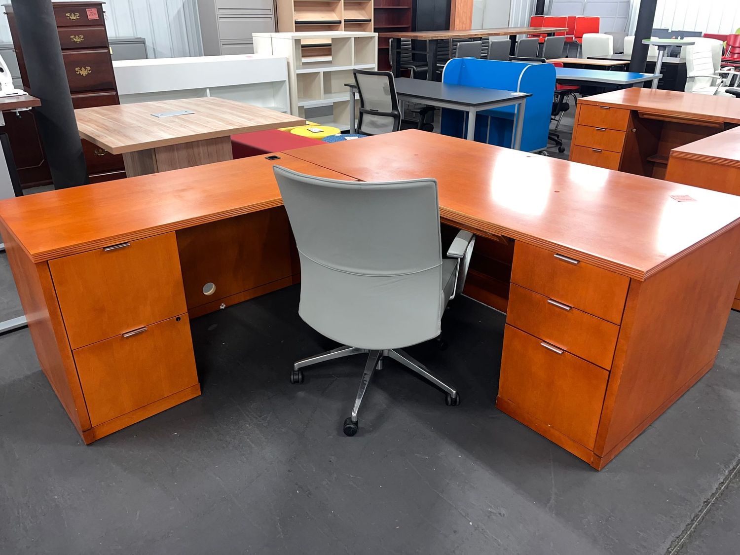 Wood Veneer Large L Desk *Multiple in stock