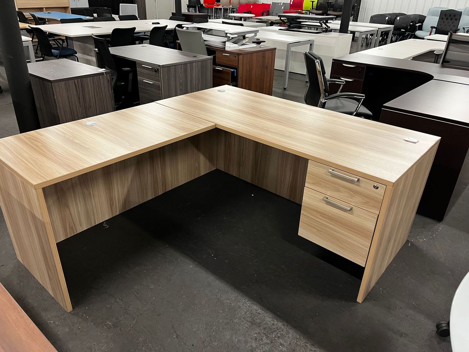 66X72 American Elm L Desk *New/Overstock *Several Available
