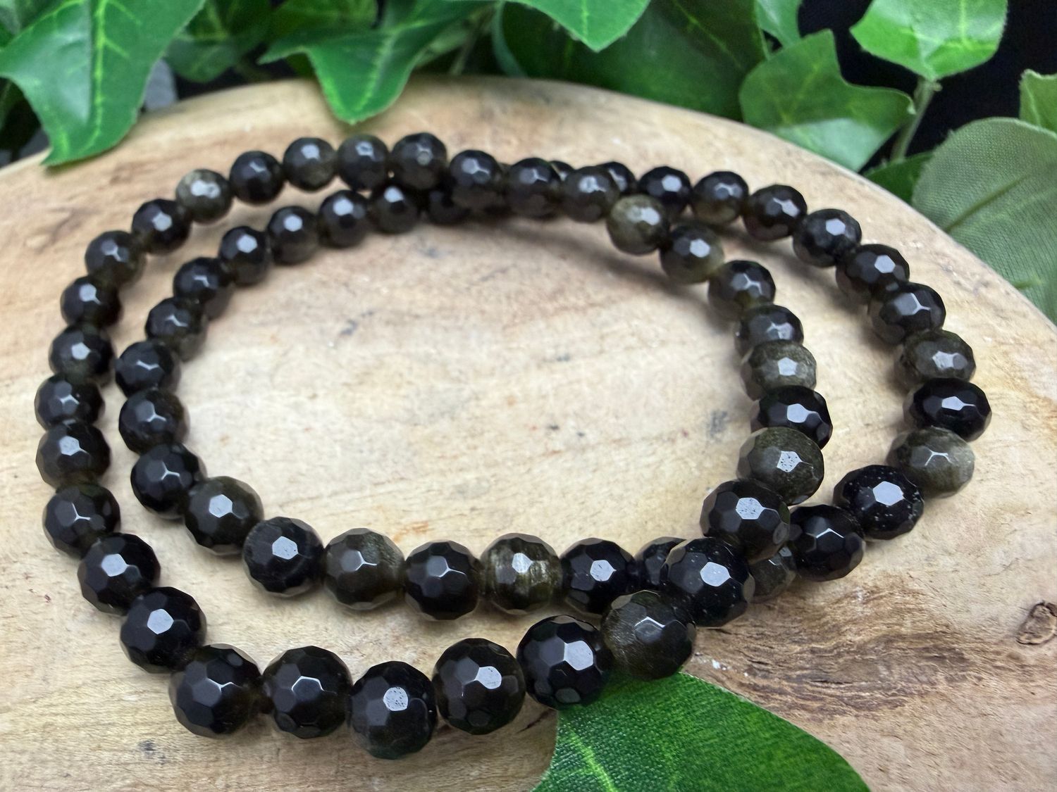 facet 6mm Goud Obsidiaan