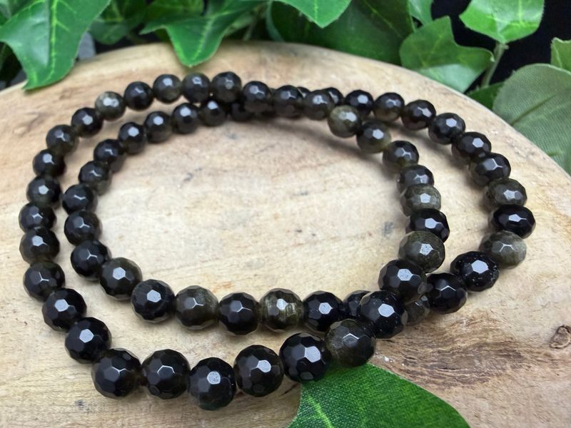 facet 6mm Goud Obsidiaan