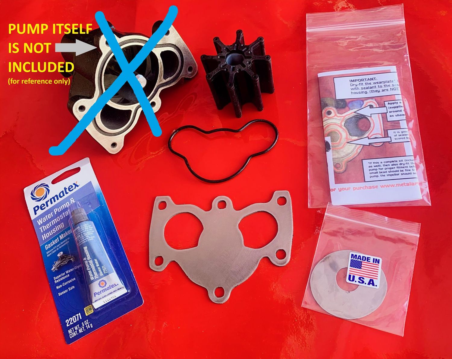 Mercruiser Stainless Steel Wearplate Raw Sea Water Complete Pump Rebuild Kit