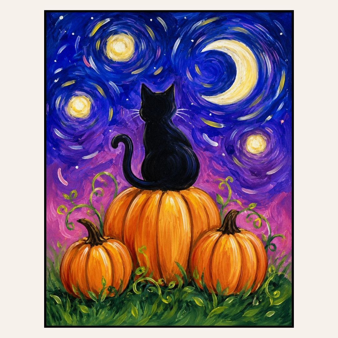 Paint &amp; Sip “Black Cat on Pumpkin” Sat Oct 17 2:00-4:00pm