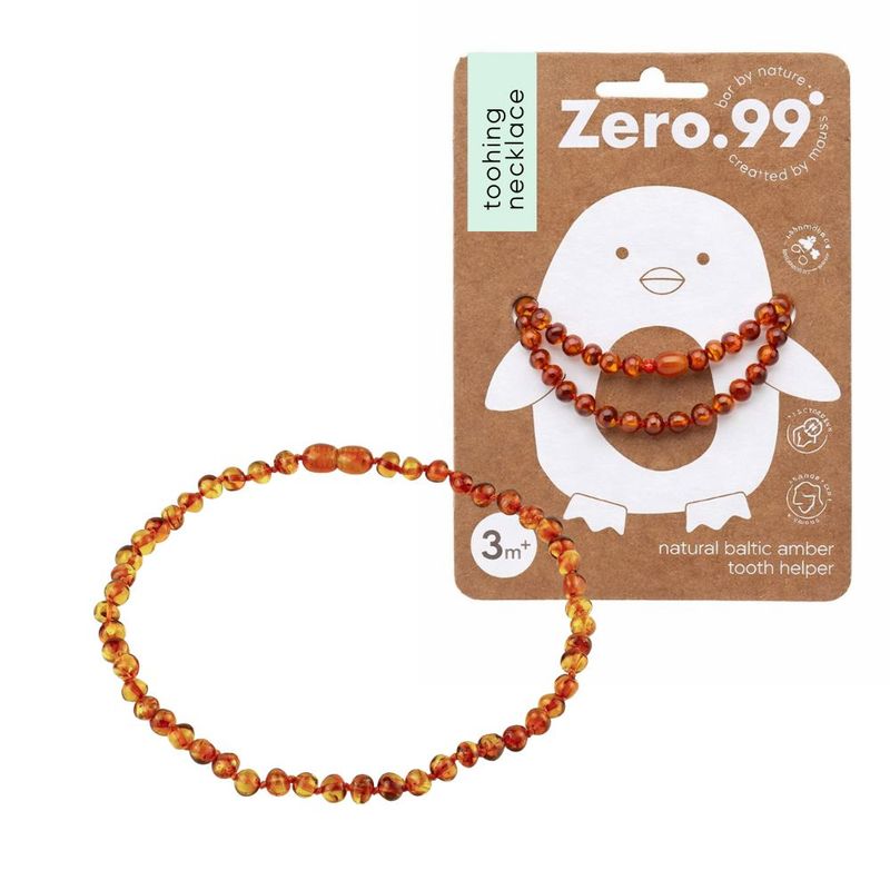 Zero.99 Collana d'ambra per neonati - Collana naturale per la dentizione dei bambini, Cognac – foto…