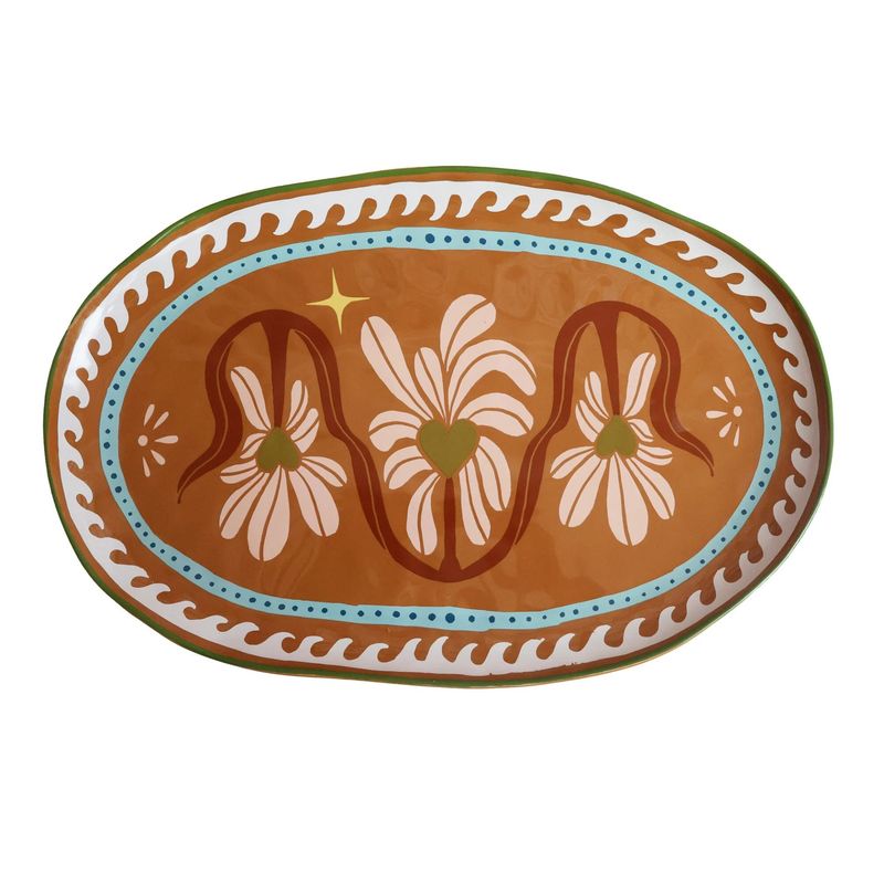 All the Luck in the World ovale serveerschaal met hartjes en bloemen