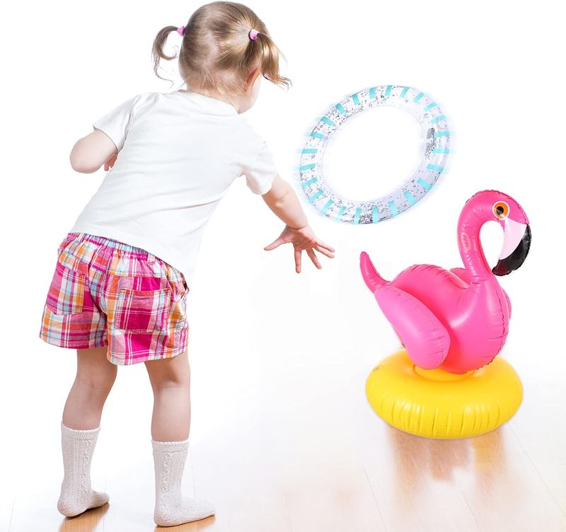 Inflatable flamingo ring toss game