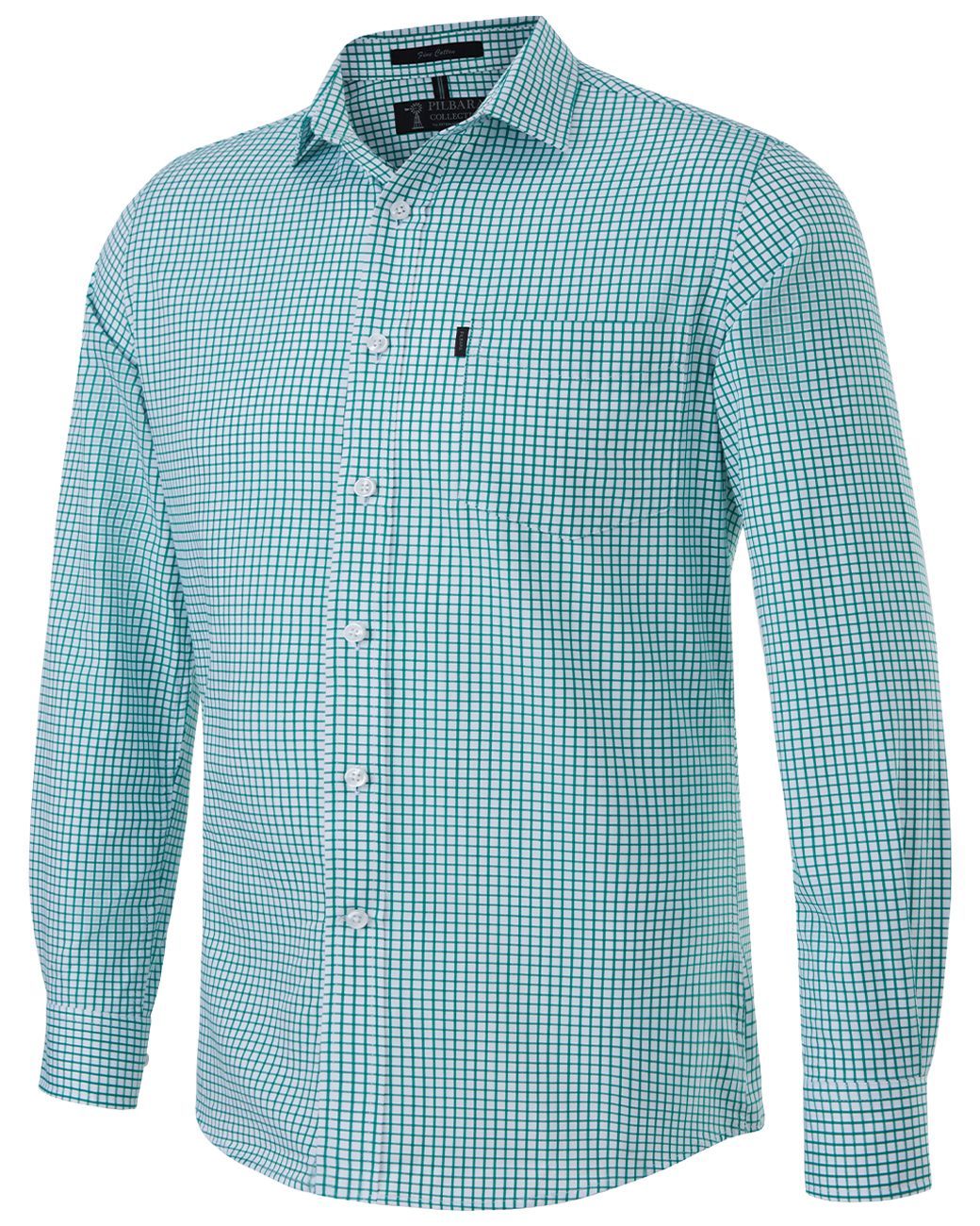 Men's Pilbara Check L/S Shirt Emerald-White