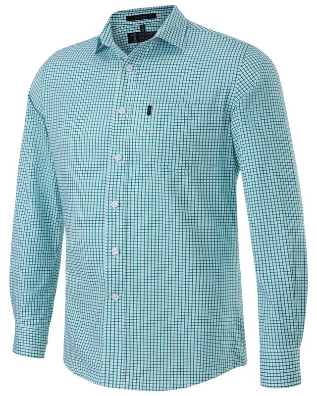 Men's Pilbara Check L/S Shirt Emerald-White