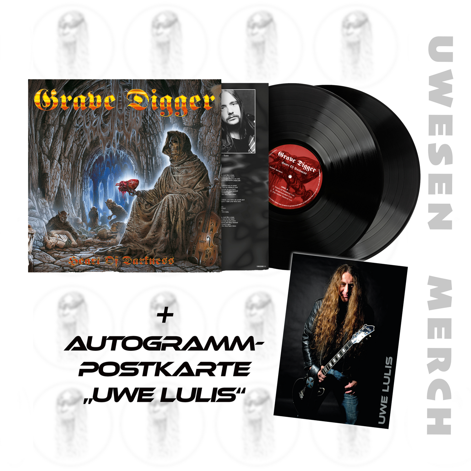 Grave Digger - Album "Heart of Darkness" (2LP) inkl. signierte Autogrammkarte "Uwe Lulis"