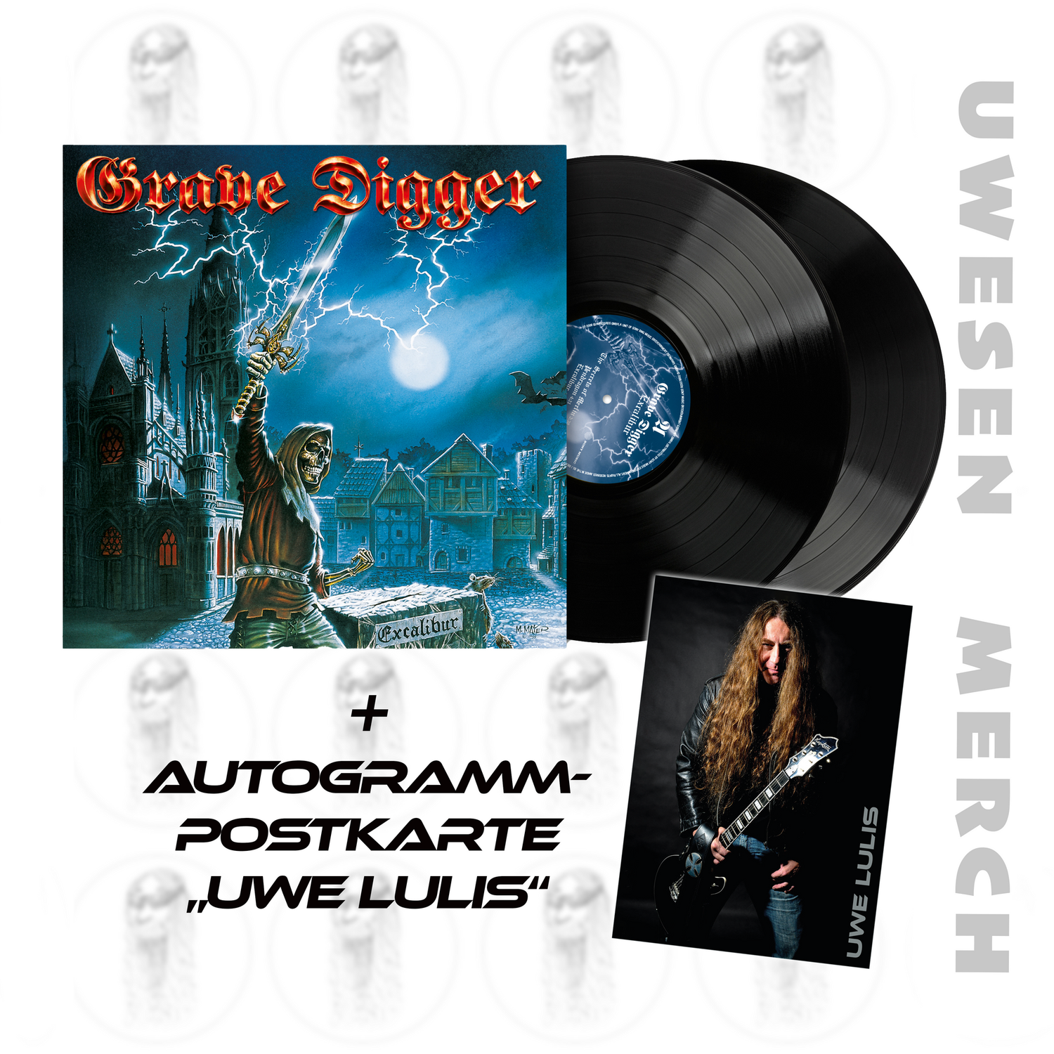 Grave Digger - Album "Excalibur" (2LP) inkl. signierte Autogrammkarte "Uwe Lulis"