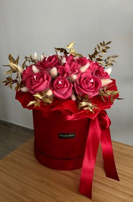 FLOWER BOX L - RED GOLD VELVET