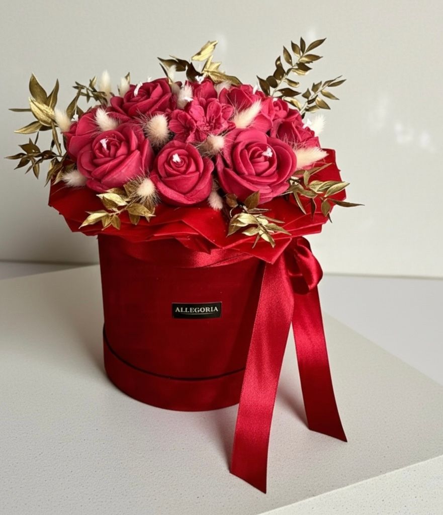 FLOWER BOX L - RED GOLD VELVET