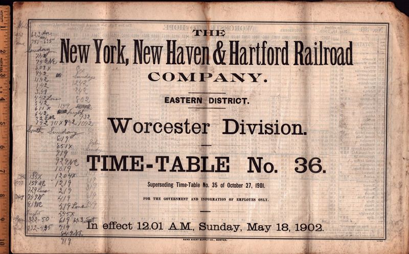 New Haven Worcester Division 1902